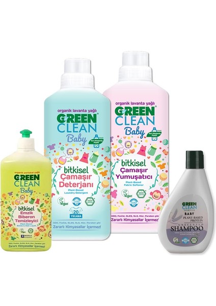 Green Clean Baby Şampuan, Biberon Temizleyici, Çamaşır Deterjanı ve Yumuşatıcı