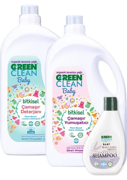 Green Clean Baby Şampuan 275 Ml, Çamaşır Deterjanı ve Yumuşatıcısı 2750 ml