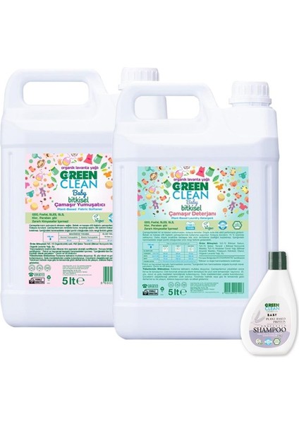 Green Clean Baby Şampuan 275 Ml, Çamaşır Deterjanı ve Yumuşatıcı 5 Lt