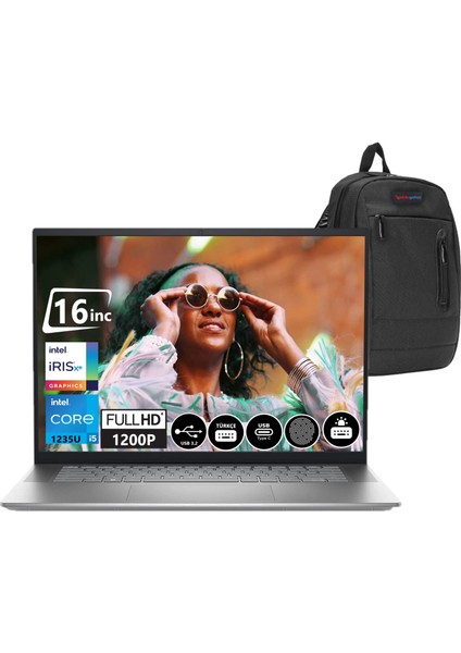 Inspiron 16 5620 Intel Core I5 1235U 16GB 512GB SSD WINDOWS11PRO 16" Fhd+ Taşınabilir Bilgisayar I56204101U34+ZETTAÇANTA