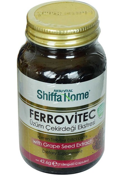 Shiffa Home Ferrovitec Üzüm Çekirdeği Ekstresi Diyet Takviyesi 710 Mg x 60 Kapsül