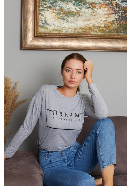 Dream Yazı Baskılı Sweat 9130-4 indirimleri