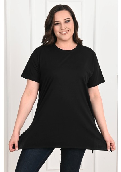 Kadın Bisiklet Yaka Büyük Beden Tshirt 9633-22 fiyatları