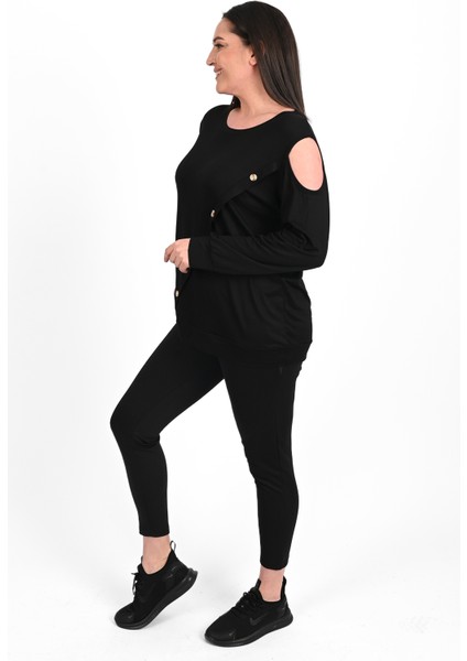 Kadın Tek Omuzlu Düğme Detaylı Büyük Beden Bluz 1390-23 fırsatları