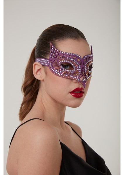 Lila Baykuş Parti Maskesi