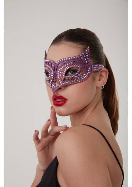 Lila Baykuş Parti Maskesi modelleri