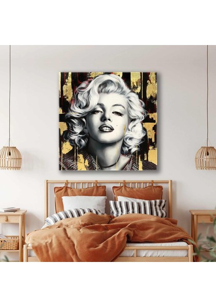 Gold Detaylı Marlyn Monroe Efsane Oyuncu Kanvas Tablo