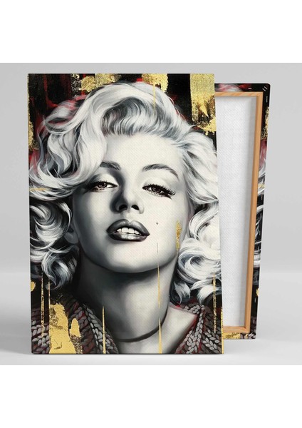 Gold Detaylı Audrey Hepburn ve Marlyn Monroe Ikili Kombin 2 Li Set Kanvas Tablo