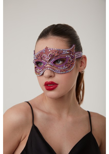 Lila Karo Parti Maskesi modelleri