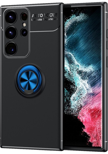 Samsung Galaxy S23 Ultra Kılıf Yüzüklü Manyetik Ravel Silikon