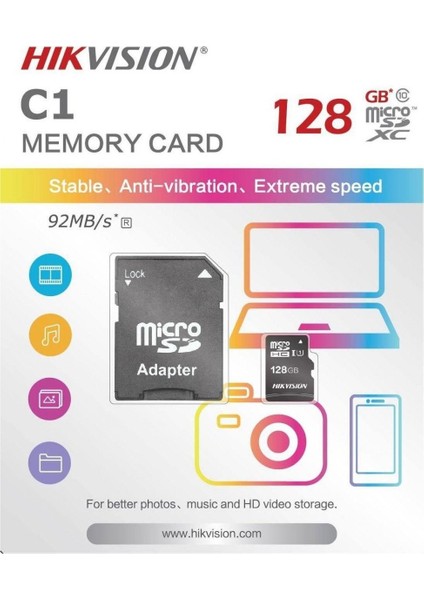 128 GB Micro Sd Card Hafıza Kartı & Adaptörü Class 10