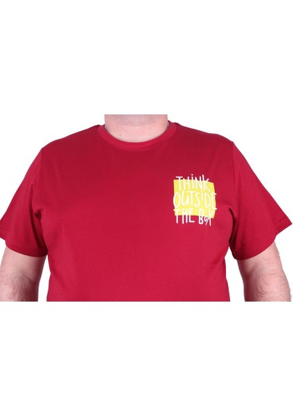 Büyük Beden Erkek Baskılı Tişört Outside 23137 Bordo10 fırsatları