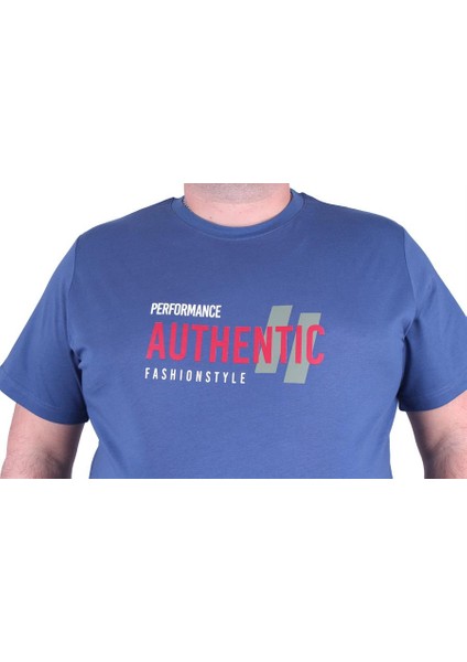 Büyük Beden Erkek Baskılı Tişört Authentic 23134 Indıgo10 modelleri