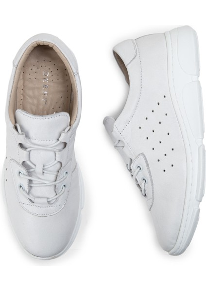 Hakiki Deri Beyaz Sneaker Kadın Ayakkabı fırsatları