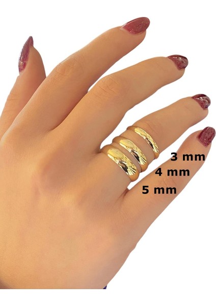 Düz Bombe 5 mm 14 Ayar Altın Alyans Yüzük Kadın Erkek Unisex fırsatları