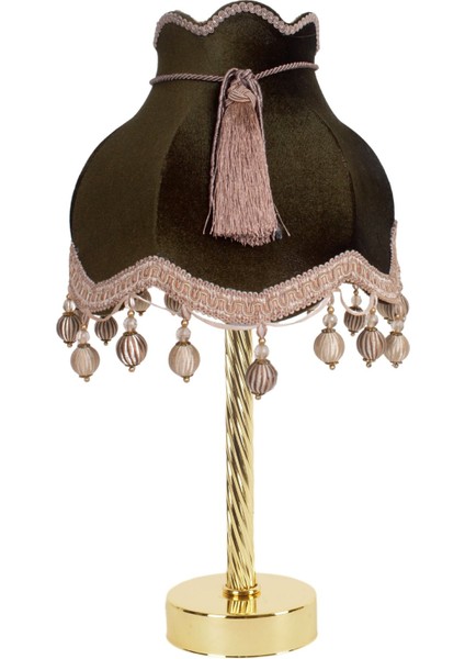 Haki Yeşil Kadife Yatak Odası Salon Için Vintage Abajur AB0352