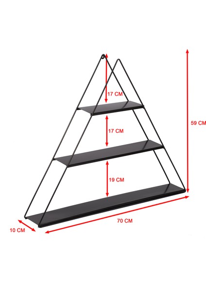 Bye Concept & More Dekoratif Metal Raf Üçgen Duvar Rafı Kurulum Gerektirmeyen Tek Parça Çok Amaçlı Fotoğraflık Stand