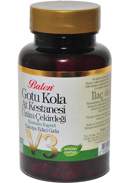 Gotu Kola At Kestanesi Üzüm Çekirdeği Ekstratı V3 60 Kapsül