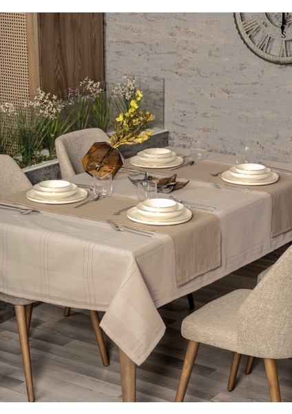 Antique Masa Örtüsü Seti Jasmine Bej 155X160