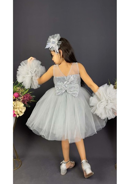 Mnk Baby Şifon Robalı Ponpon Kol Pul Payetli Kız Çocuk Kabarık Etek Tütülü Abiye modelleri