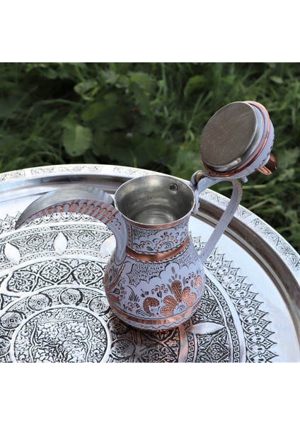 Bakır 1,2 mm Kalın Gülçiçek Bakır Mırra Cezve 900 ml