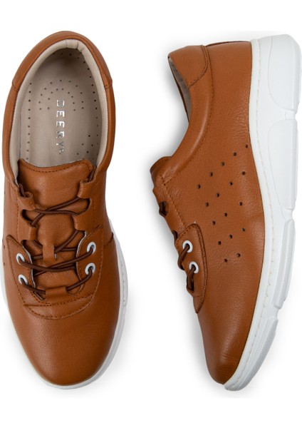 Hakiki Deri Taba Rengi Sneaker Kadın Ayakkabı fırsatları