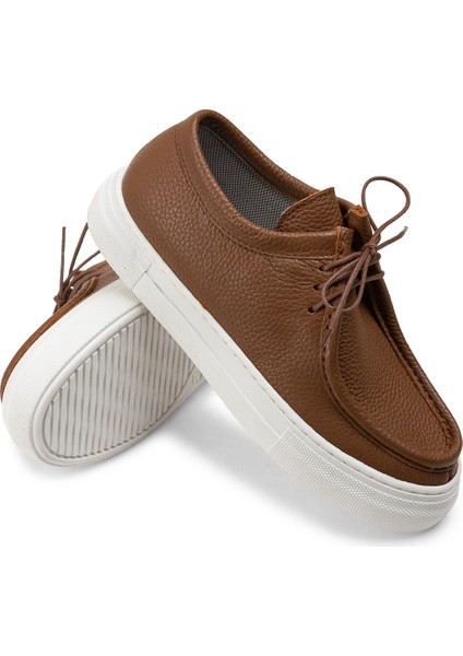 Hakiki Deri Taba Rengi Sneaker Kadın Ayakkabı modelleri