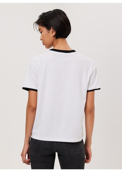 O Yaka Baskılı Beyaz Kadın T-Shirt 232 Lcf 242005 Jade Beyaz10 fırsatları