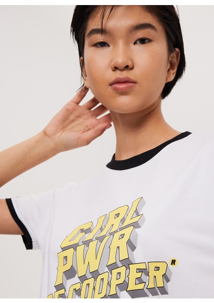 O Yaka Baskılı Beyaz Kadın T-Shirt 232 Lcf 242005 Jade Beyaz10 indirimleri