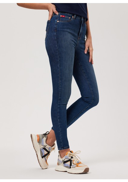 Yüksek Bel Dar Paça Skinny Fit Kadın Denim Pantolon 232 Lcf 121008 Jaycee Blue Stone