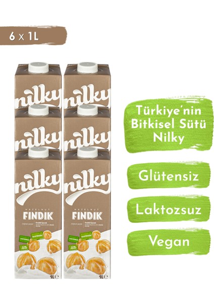 Fındık Sütü Glütensiz Bitkisel Bazlı Laktosuz Vegan 6x1 lt