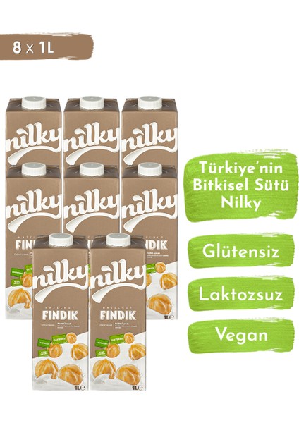 Fındık Sütü Glütensiz Bitkisel Bazlı Laktosuz Vegan 8x1 lt