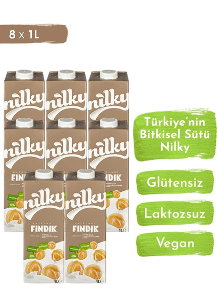 Fındık Sütü Glütensiz Bitkisel Bazlı  Laktosuz Vegan 8x1 lt