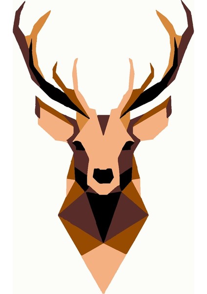 Geyik Minimalist Sayılarla Boyama Seti 30X40 cm (Tuvale Gerili)