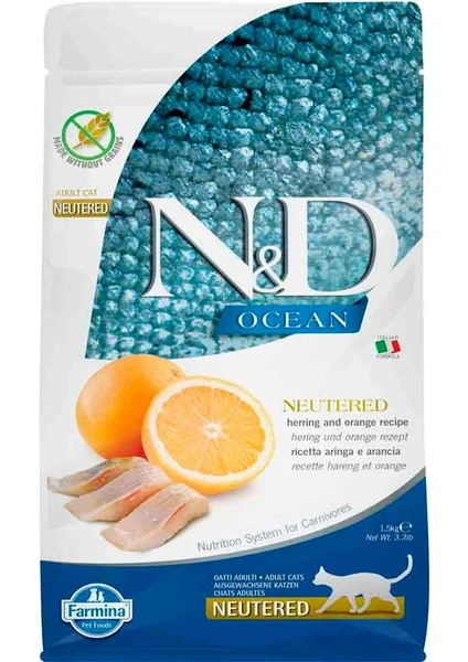 Ocean Tahılsız Kısır Kedi Maması Ringa Balığı ve Portakallı 300 gr