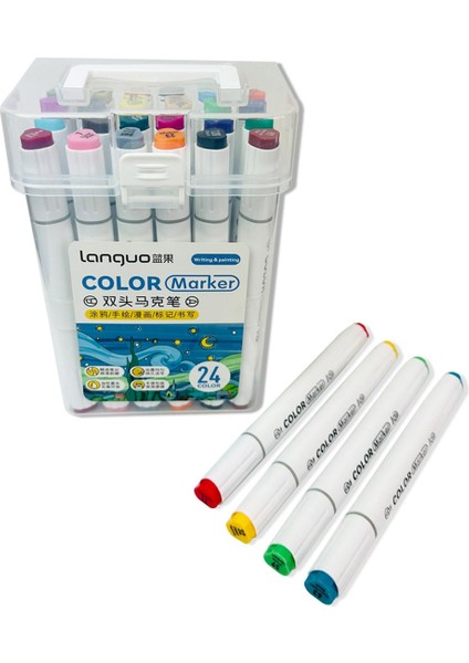 Languo Çift Taraflı 24LÜ Marker Kalem Set
