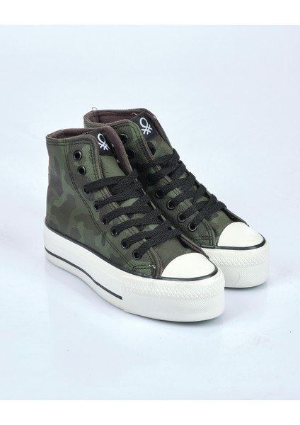 Kadın Platform Sneaker - Kamuflaj Desenli - Bağcıklı - Günlük fırsatları