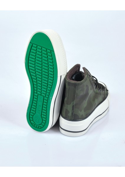 Kadın Platform Sneaker - Kamuflaj Desenli - Bağcıklı - Günlük indirimleri