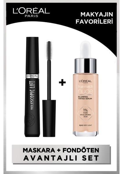 L'oréal Paris Telescopic Lift Maskara + L'oréal Paris True Match Nude Serum Fondöten