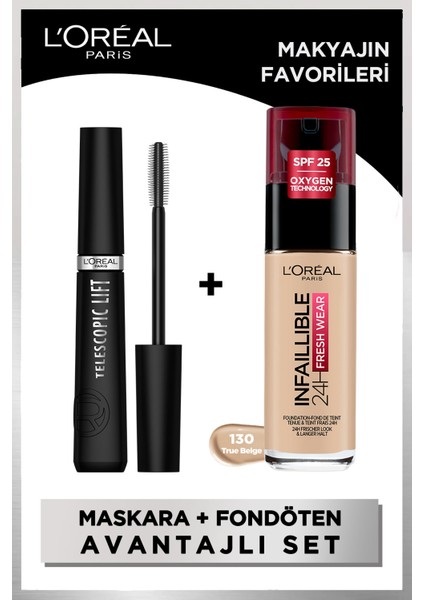 Telescopic Lift Maskara + L'oréal Paris Infaillible 24H Fondöten 130 True Beıge