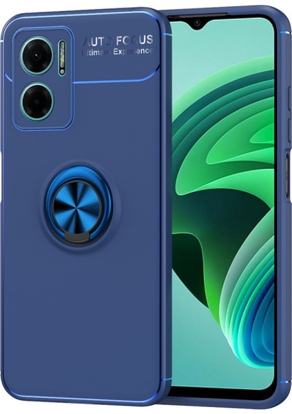 Xiaomi Redmi Note 11E Kılıf Metal Yüzüklü Standlı Yumuşak Ravel Silikon Kapak