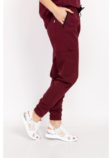 Koyu Bordo Likralı Jogger Pantolon