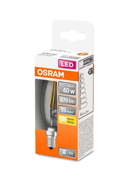 LED Filaman 4W 2700K Sarı Işık E14 Mum