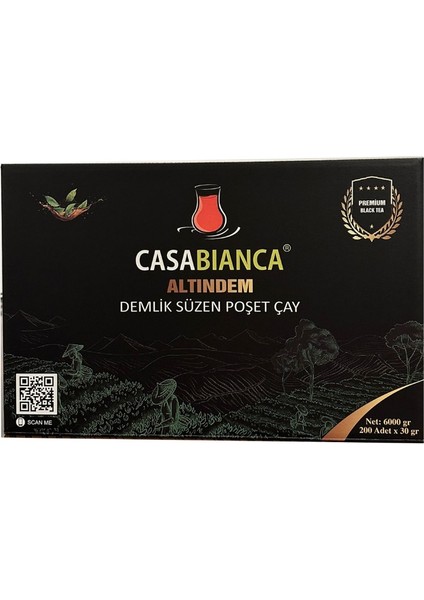 Demlik Süzen Poşet Çay 6kg 1 Poşet 30gr Casabianca çaya 1 lt su ilave ederek demleyebilirsiniz.