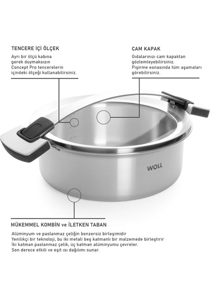 Concept Pro Çelik Sığ Tencere 24 cm