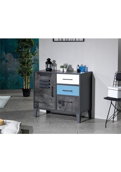 Şifonyer Urlu Mix Ironi Inovasyon Model Gri Turkuaz Beyaz Kutuda Sevk El Yapım