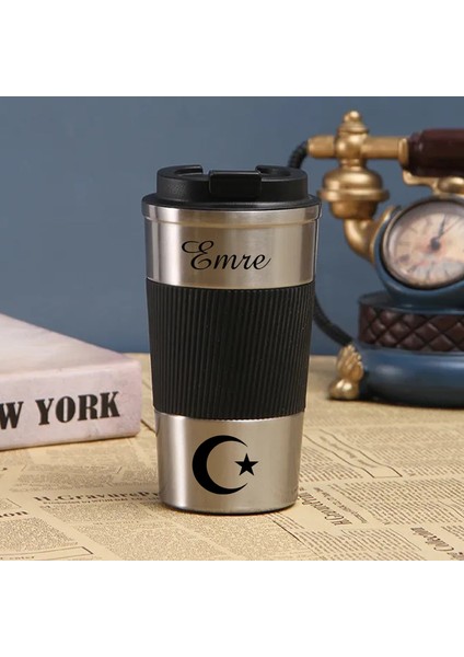 Kişiye Özel Isim Baskılı Çelik Termos Termos Mug Kupa Metal (500 ml )