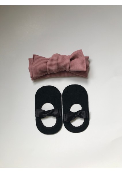 Nis Butik Bebek Set,bandana Babet Çorap Takım Set