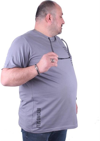 Büyük Beden Erkek Baskılı Tişört Beyond Self 23128 Gri10 modelleri