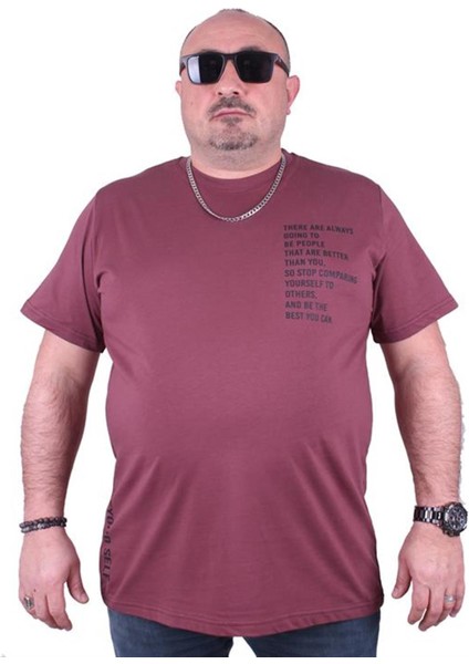 Büyük Beden Erkek Baskılı Tişört Beyond Self 23128 Eflatun10